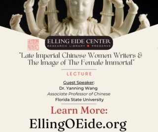 Come join and learn from Dr. Yanning Wang from Florida State University on 9/26 @ 11am. Join in person or by ZOOM.

Dr. Yanning Wang will discuss how late imperial China (ca. seventeenth century–early twentieth century) witnessed an explosion of women writers and the flourishing of religious culture, such as Daoist culture. This talk will focus on how women writers created various images of the female immortal to enhance their literary productivity and to meet their emotional needs. These women’s writings highlight their talent as writers and demonstrate the worth of their very existence. 

Learn more/register to attend @ http://www.ellingoeide.org/upcoming-events

#EllingEide #Sarasota #Florida #Culture #Education #Lecture #Women #WomenEmpowerment #Writers Visit Sarasota County Arts and Cultural Alliance of Sarasota County